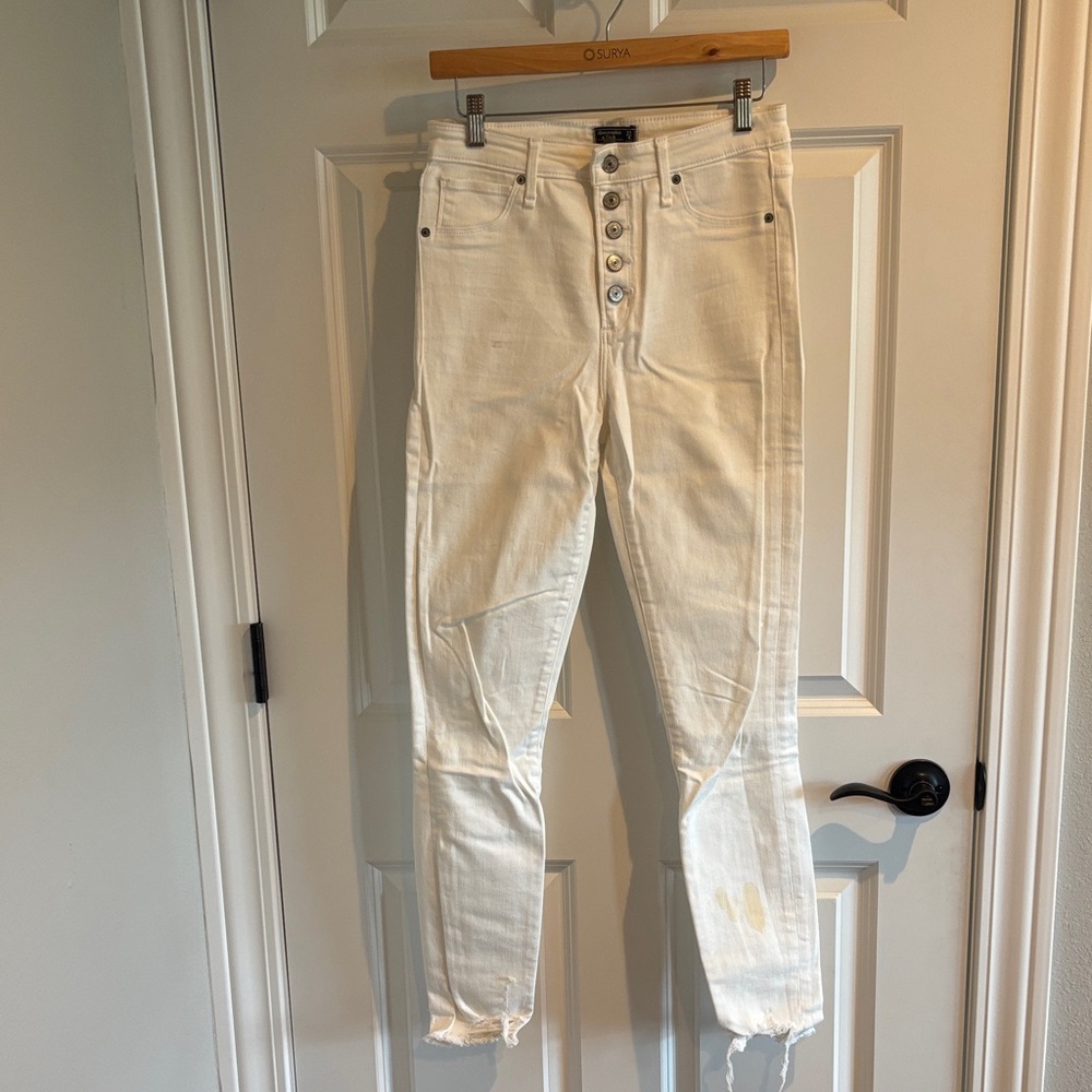 Abercrombie & Fitch High Rise White Jeans